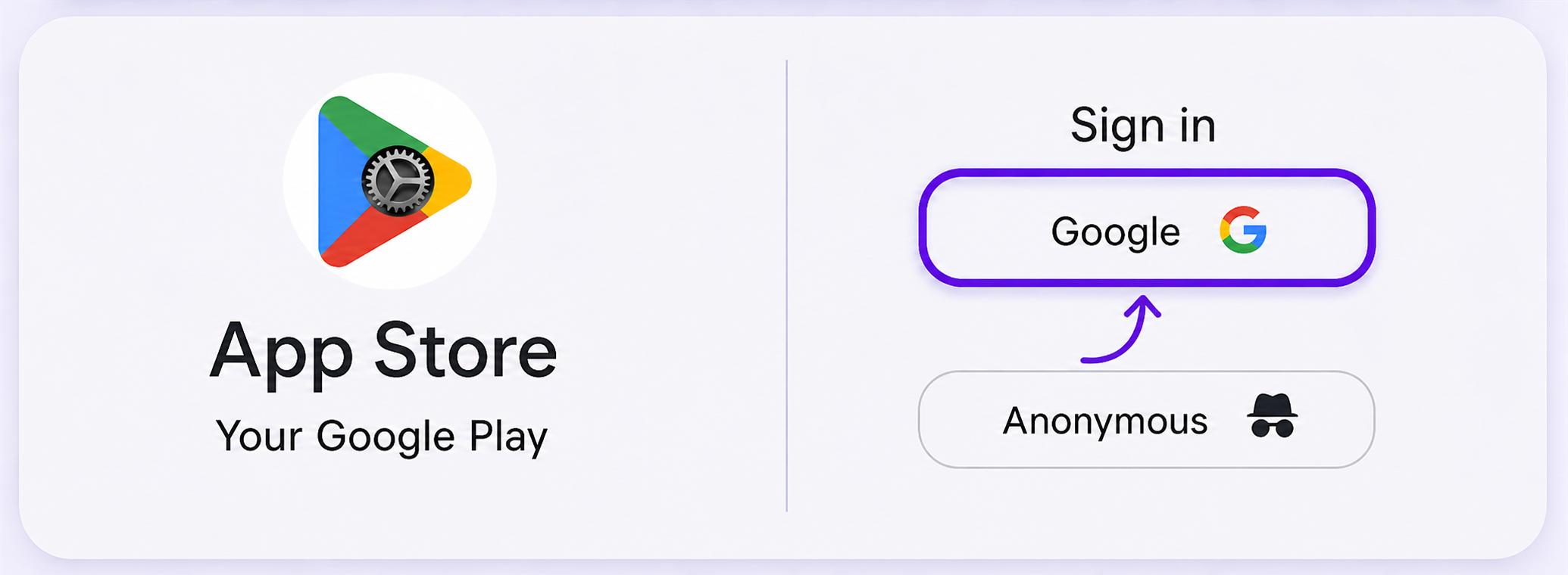 Google selection in the English LTR App Store sign-in screen