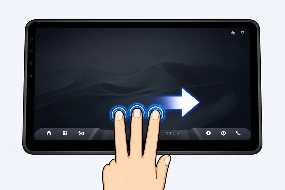 Three fingers swipe right to increase fan speed